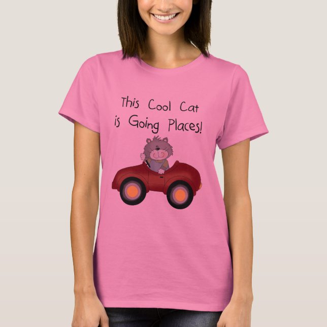 Cat Going Places Red Car tshirts and Gifts (Front)