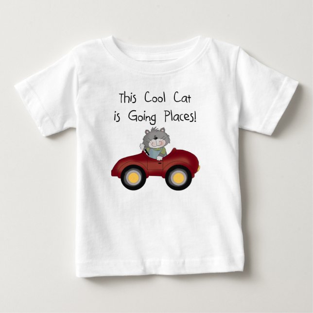 Cat Going Places Red Car tshirts and Gifts (Front)