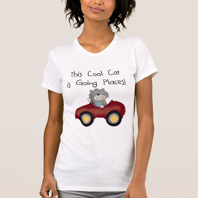 Cat Going Places Red Car tshirts and Gifts (Front)