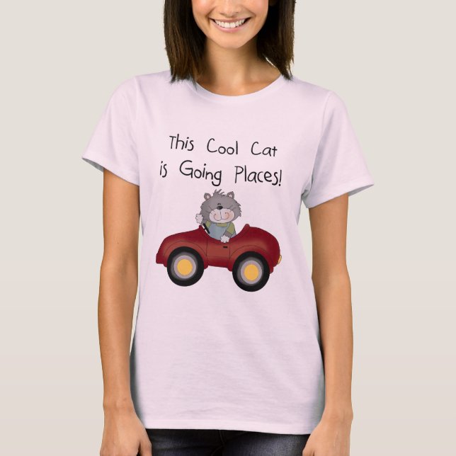 Cat Going Places Red Car tshirts and Gifts (Front)