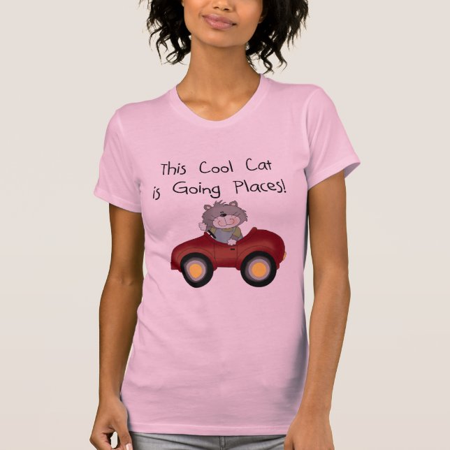 Cat Going Places Red Car tshirts and Gifts (Front)