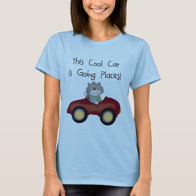 Cat Going Places Red Car tshirts and Gifts (Front)