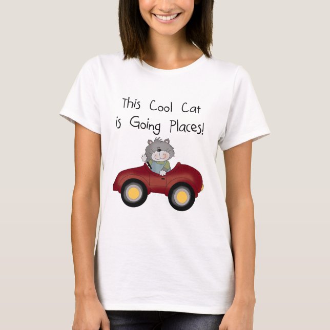 Cat Going Places Red Car tshirts and Gifts (Front)