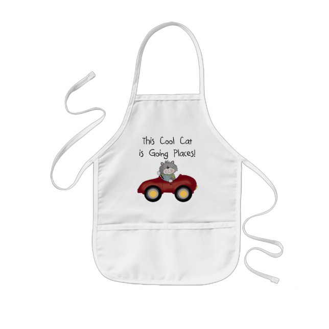 Cat Going Places Red Car tshirts and Gifts Kids' Apron (Front)