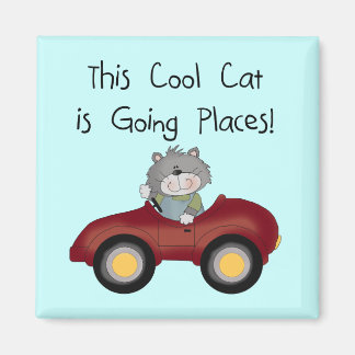 Cat Going Places Red Car tshirts and Gifts Magnet