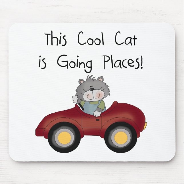 Cat Going Places Red Car tshirts and Gifts Mouse Pad (Front)
