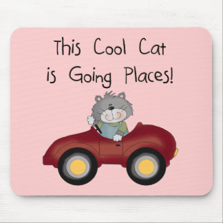 Cat Going Places Red Car tshirts and Gifts Mouse Pad