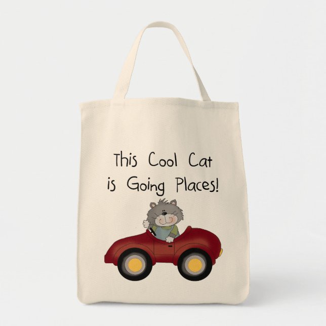 Cat Going Places Red Car tshirts and Gifts Tote Bag (Front)