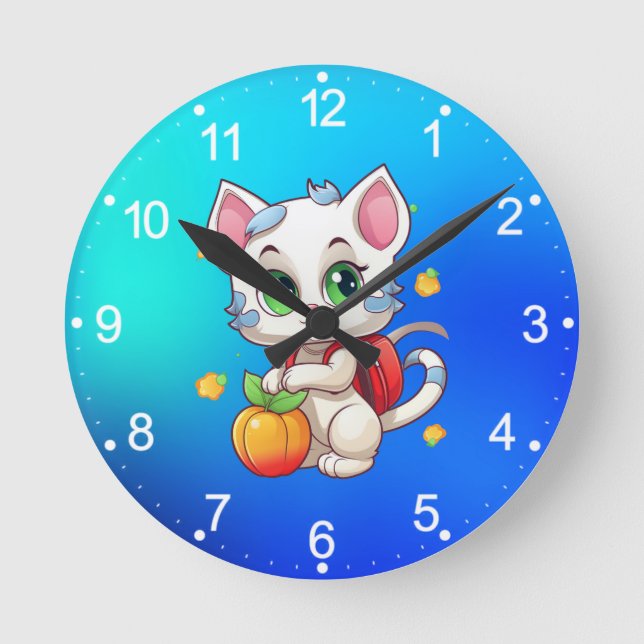 Cat Going To School - Cat School-85241 Round Clock (Front)