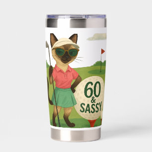 Cat Golfer 60th Birthday is golfing Insulated Tumbler