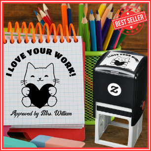 Cat Good Work Teacher Back To School Self-inking Stamp