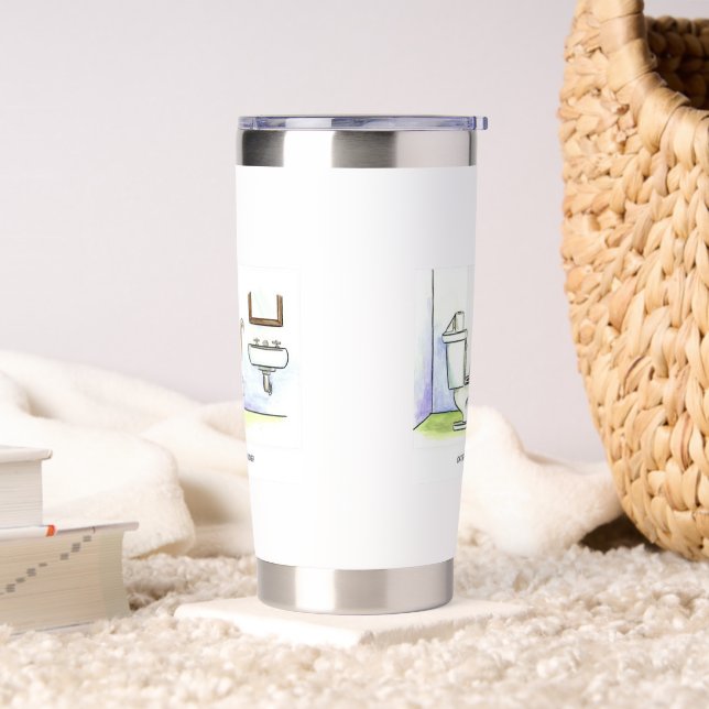Cat Got Your Dung? Funny cartoon humor Insulated Tumbler (Living Room)