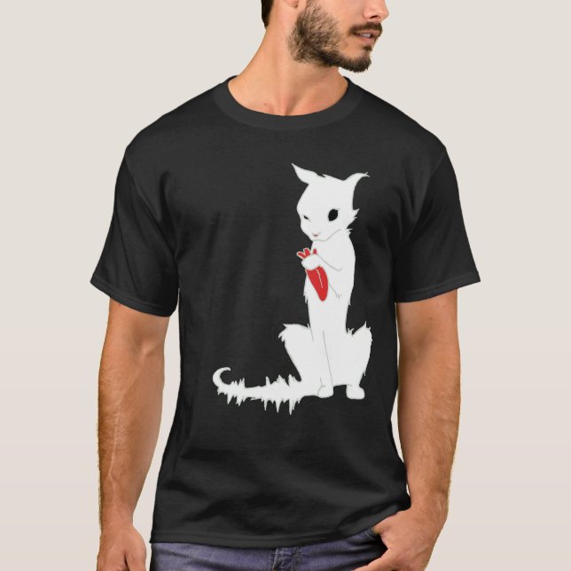 CAT GOT YOUR TONGUE shirt edgy top WHITE CAT (Front)