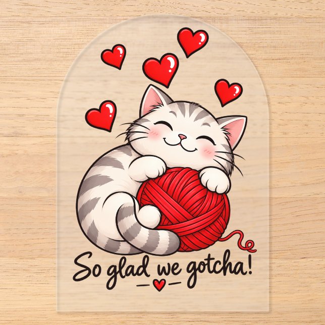 Cat Gotcha Day Card, Personalized Cat Adoption Acrylic Invitations (Front)