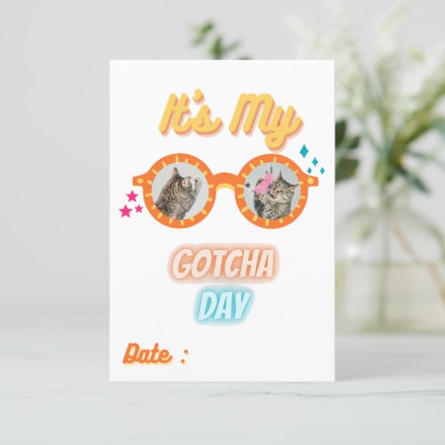 Cat Gotcha Day Pet Adoption Day Kitten Birthday  Invitation