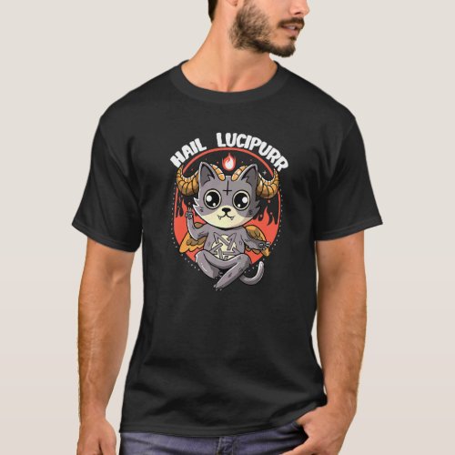 Cat Goth Devil Lucifer Pentagram Mephistopheles T_Shirt