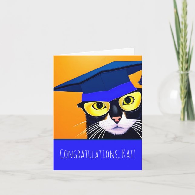 Cat Graduate Folded Greeting Card (Front)