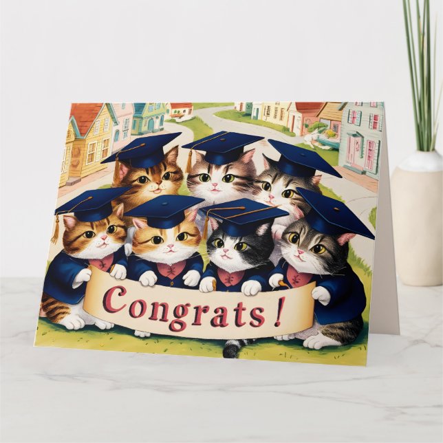 Cat graduation congratulations card (Front)