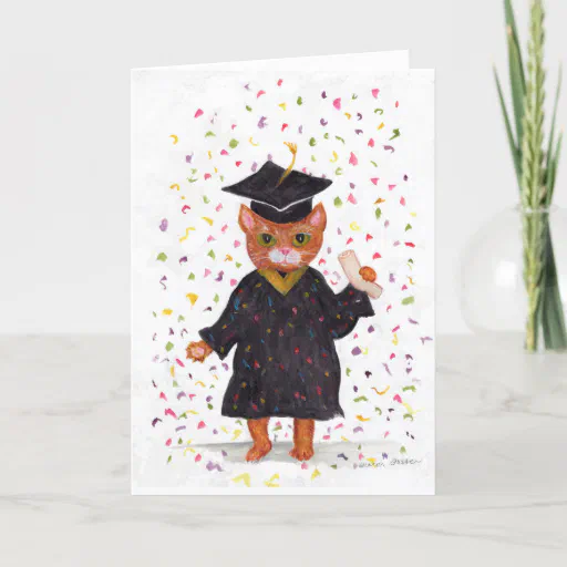 Cat Graduation Folded Card