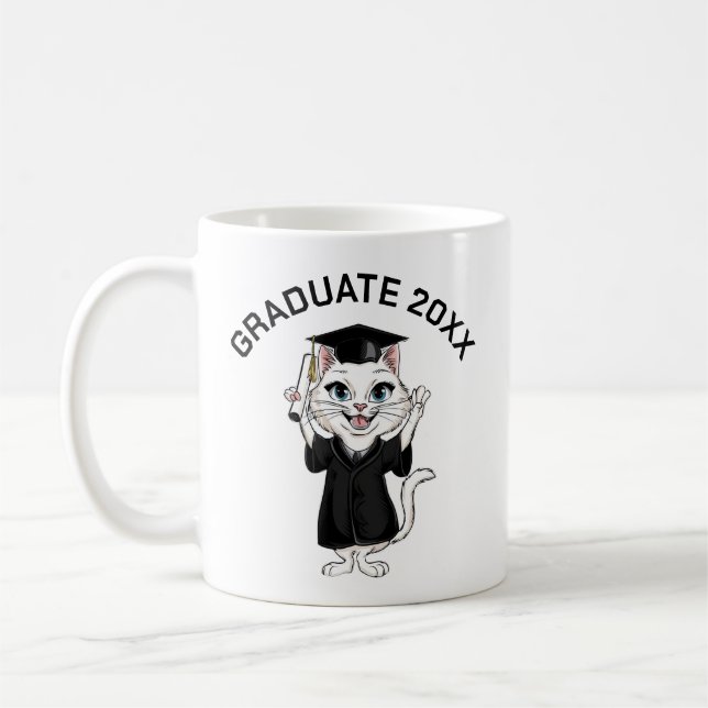 Cat Graduation Personalized Coffee Mug (Left)