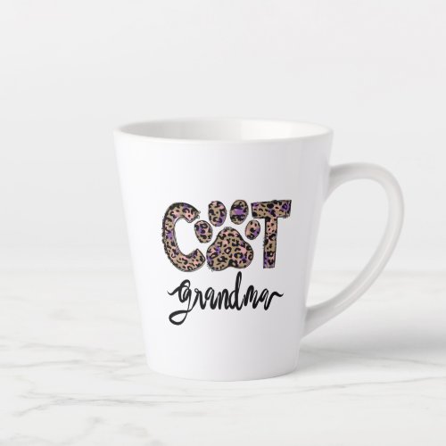 Cat Grandma Leopard Cat Grandma Sublimation Latte Mug
