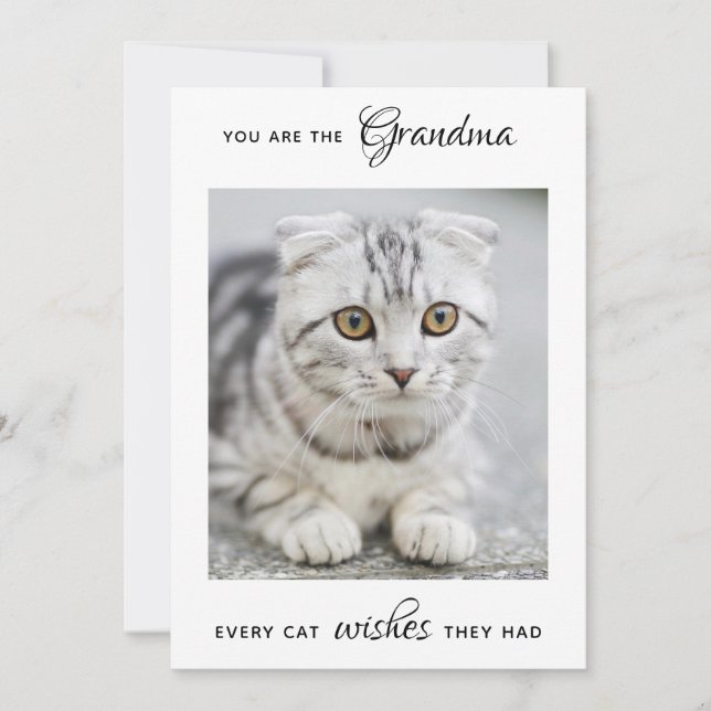 Cat Grandma Personalized Pet Photo Mother's Day Holiday Card (Front)