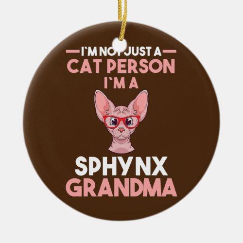 Cat Grandmother Sphynx Grandma  Ceramic Ornament