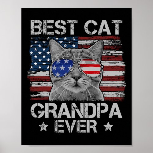 Cat Grandpa Ever American Flag Patriotic 4th Of Ju Poster