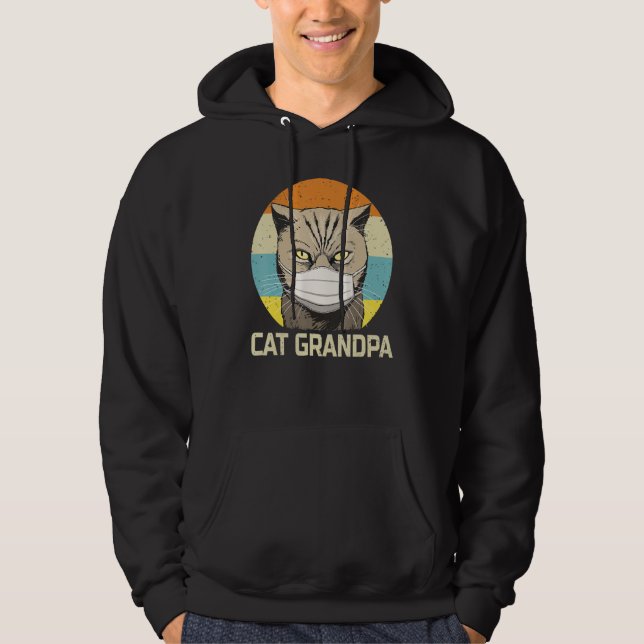 Cat Grandpa In Face Mask Fathers Day Quarantine Hoodie (Front)