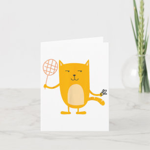 Cat Graphic Badminton Player Shuttle Sports Smash Card