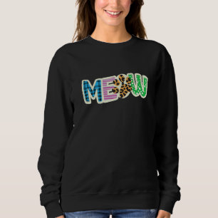 Cat  Graphic Patchwork Meow Sweatshirt