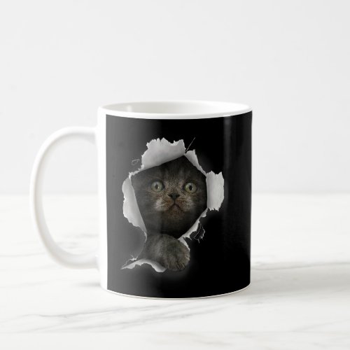 Cat Gray Cat Cat Torn Cloth Kitten  Coffee Mug