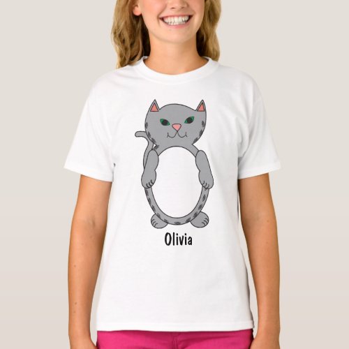 Cat Gray Tabby Kitty Animal Personalize T_Shirt