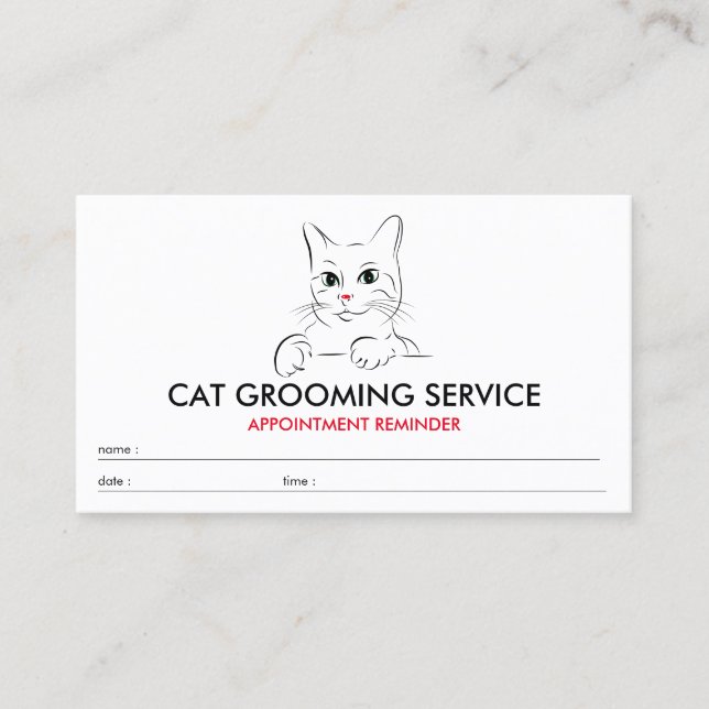 Cat Green eyes Appointment reminder Business Card (Front)