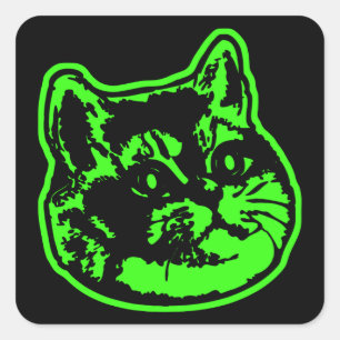 Cat Green Love Breathing Intensifies Square Sticker