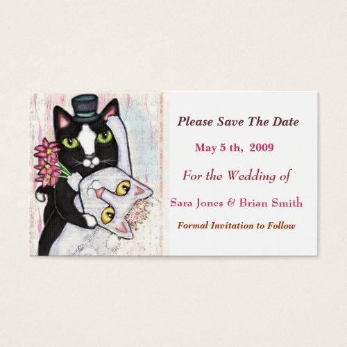 Cat Groom &amp; Bride Save The Date Wedding Card Business Cards