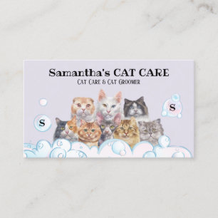 Cat Groomer & Cat Sitter Advertising   Pet Care Business Card