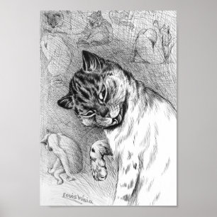 Cat Grooming, Louis Wain Poster