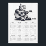 Cat Guitarist 2025 Magnetic Calendar Musical<br><div class="desc">Embrace the charm of a music-loving feline with this 2025 magnetic calendar! Featuring a playful black-and-white drawing of a joyful cat playing the guitar, this calendar adds a touch of whimsy and creativity to any space. The all-in-one design makes it convenient to view the entire year at a glance, perfect...</div>