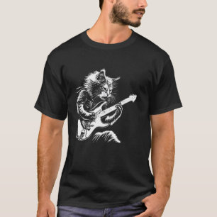 Cat Guitarist Guitar - Chinchilla Dad Mom T-Shirt
