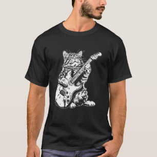 Cat Guitarist Guitar - Manx Dad Mom T-Shirt