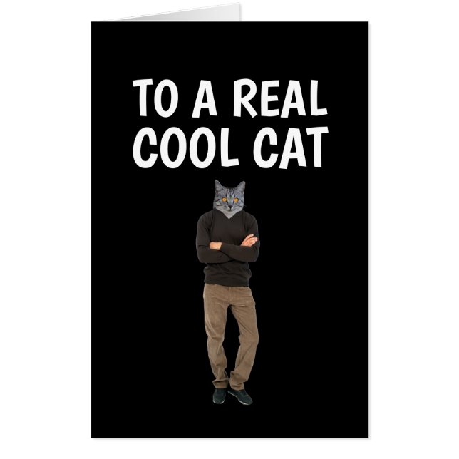 CAT GUY COOL JUMBO BIRTHDAY GREETING Card (Front)