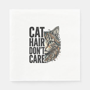 Cat Hair Don’t Care Vintage Engraving Cat Shirt De Napkins