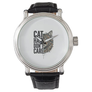 Cat Hair Don’t Care Vintage Engraving Cat Shirt De Watch