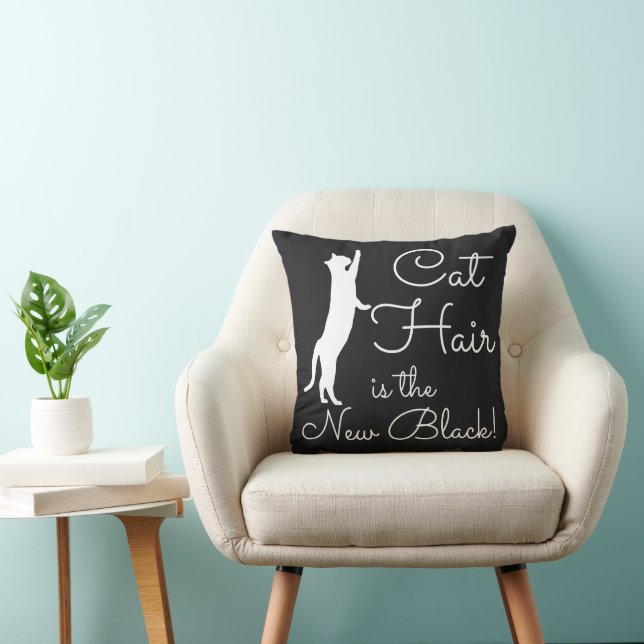 Cat Hair is the New Black Funny Throw Pillow (Chair)