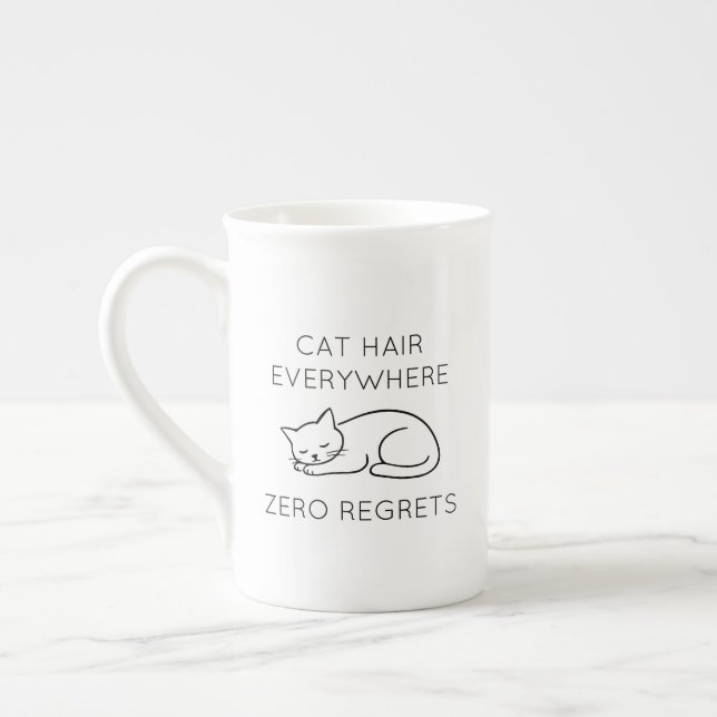 Cat hair zero regrets bone china mug (Left)