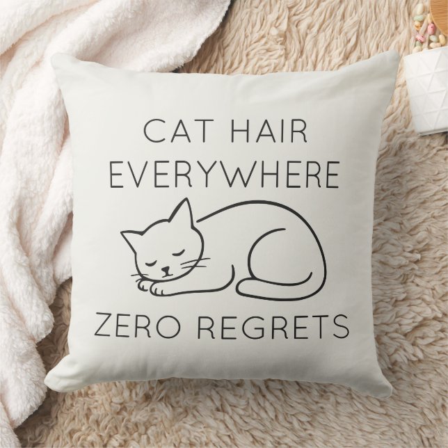 Cat hair zero regrets throw pillow (Blanket)