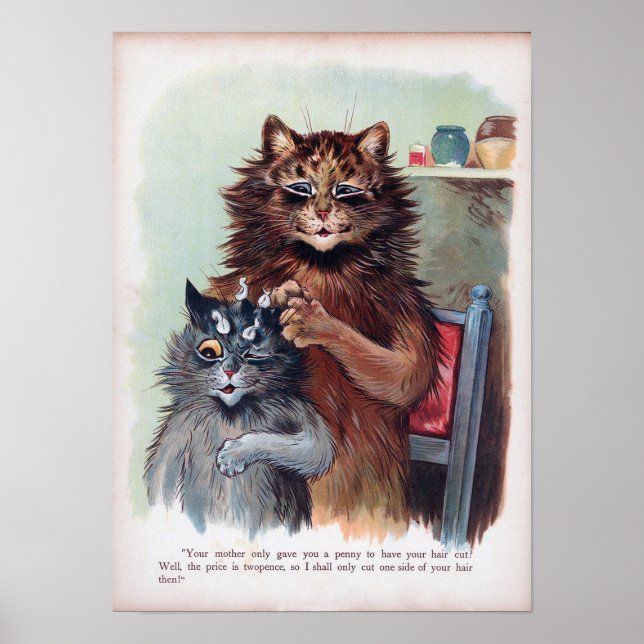 Cat Haircut, Louis Wain Poster (Front)