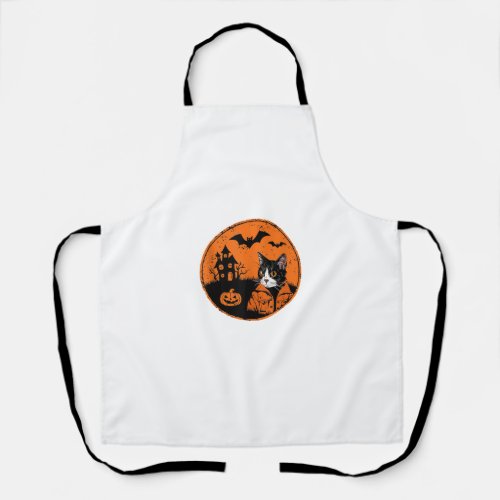 Cat Halloween Art 2024 Kitten Cats Men Women Kids  Apron