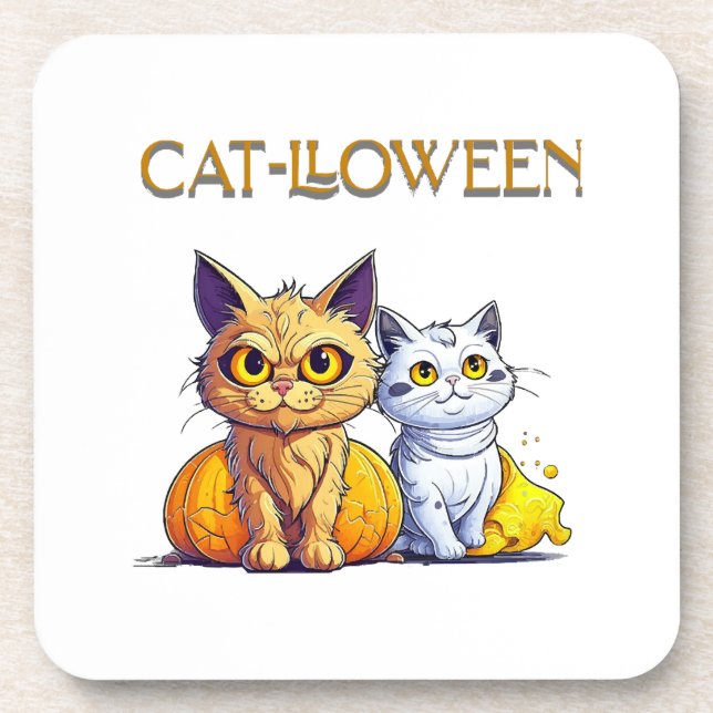 Cat Halloween  Beverage Coaster (Front)